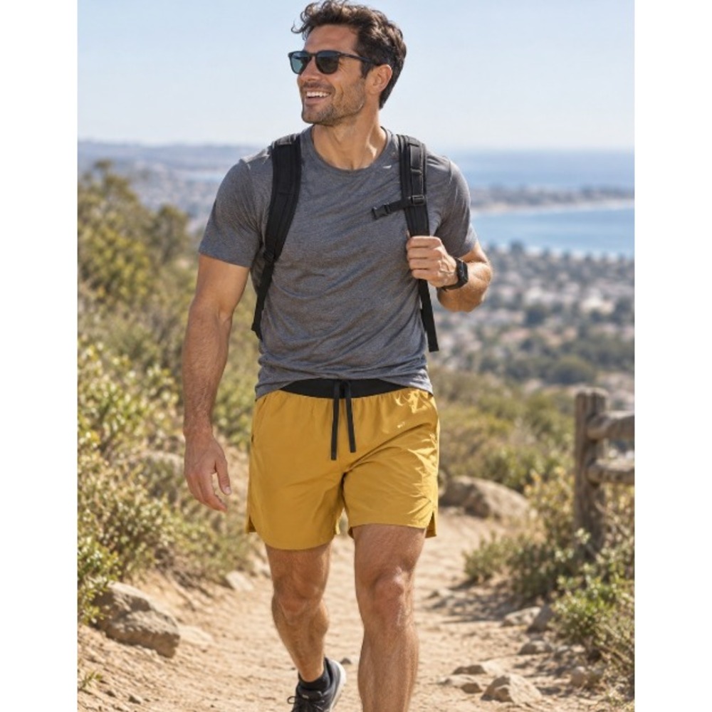 Ten Thousand Tactical Short Lined Size Medium 7" Inseam Yellow Performance Gym